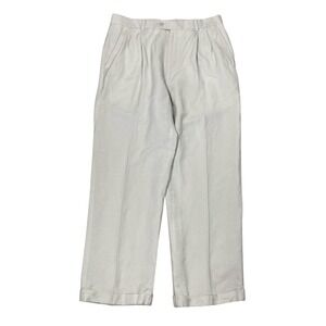 Vintage Kilburne & Fitch Linen Blend Pants Mens 34x30 Pleated Cuffed Resortwear